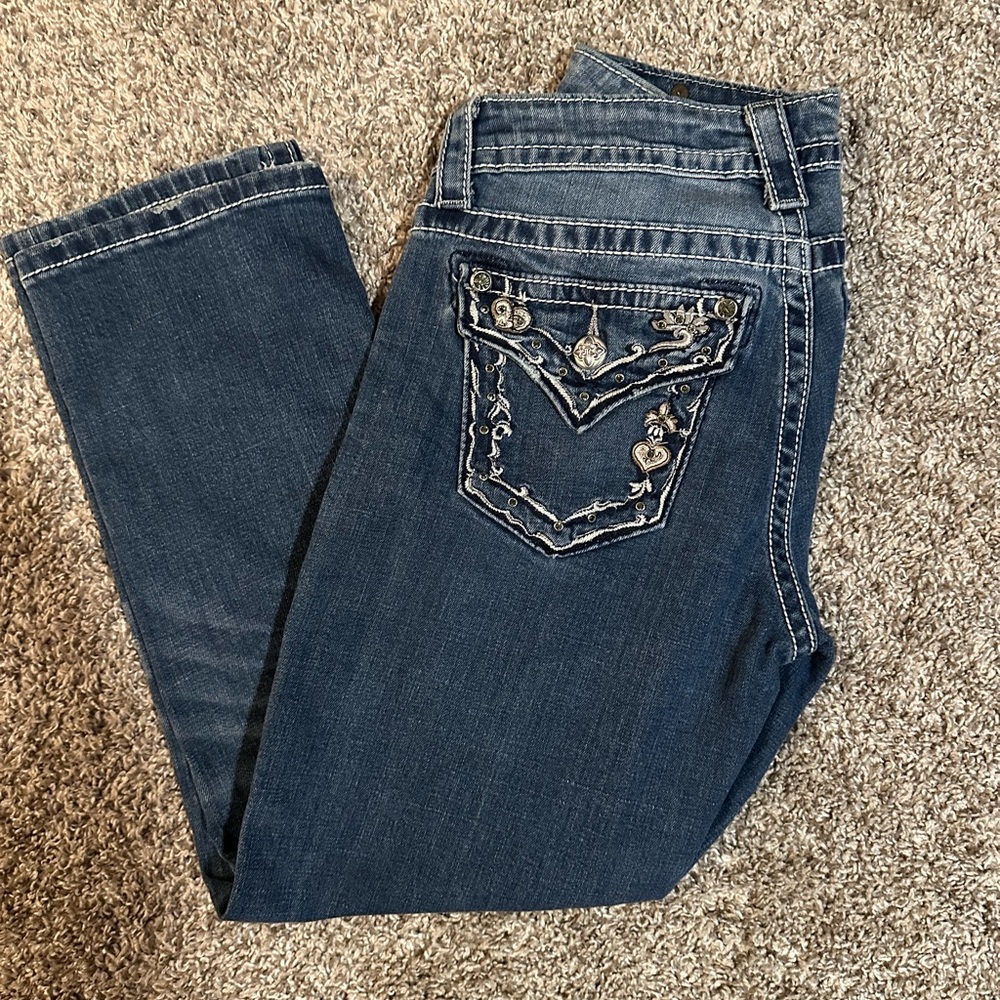 Miss Me Navy Embellished Ankle Jeans